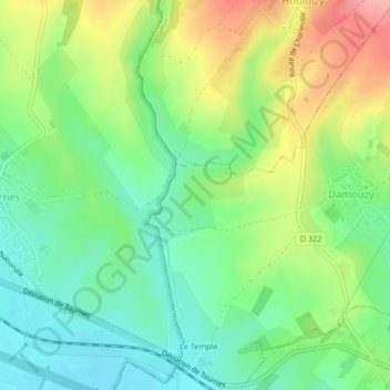 Carte topographique La Bassée, altitude, relief