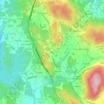 Carte topographique Fafião, altitude, relief