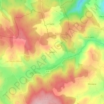 Carte topographique Boirelac, altitude, relief