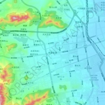 Carte topographique 辛安街道, altitude, relief