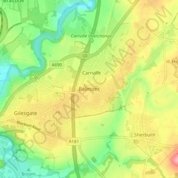 Carte topographique Belmont, altitude, relief