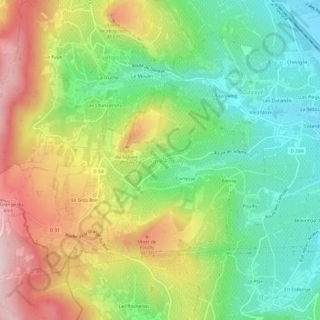 Carte topographique Solutré, altitude, relief