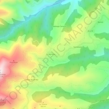 Carte topographique La Mortera, altitude, relief