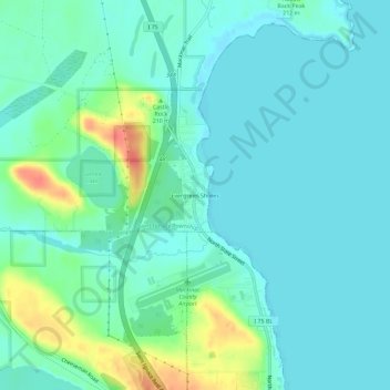 Carte topographique Evergreen Shores, altitude, relief