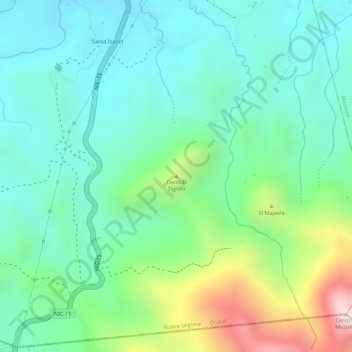 Carte topographique Cerro El Tigrillo, altitude, relief