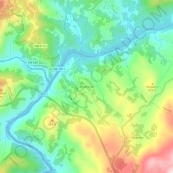 Carte topographique Brunheda, altitude, relief