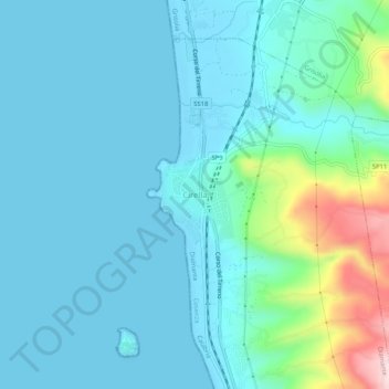 Carte topographique Cirella, altitude, relief