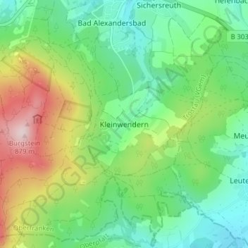 Carte topographique Kleinwendern, altitude, relief