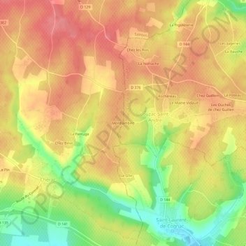 Carte topographique Montlambert, altitude, relief