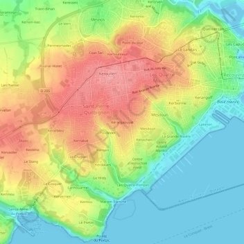 Carte topographique Kérargaouyat, altitude, relief