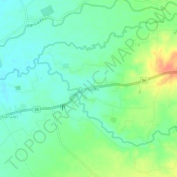 Carte topographique Gonzales, altitude, relief