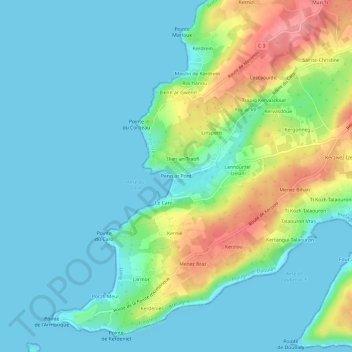 Carte topographique Penn ar Pont, altitude, relief