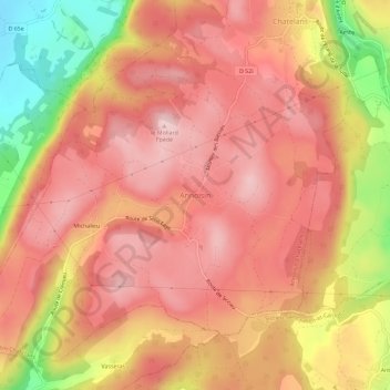 Carte topographique Annoisin, altitude, relief
