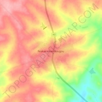 Carte topographique Niakaramandougou, altitude, relief