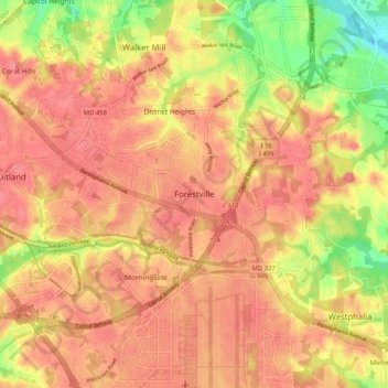 Carte topographique Forestville, altitude, relief