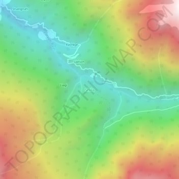 Carte topographique Shila, altitude, relief