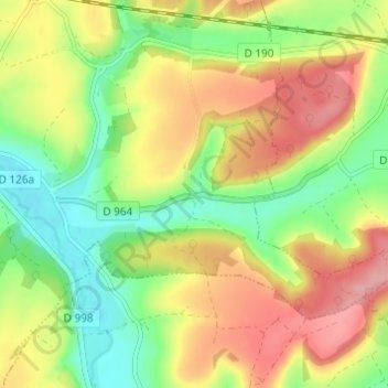 Carte topographique Seraucourt, altitude, relief
