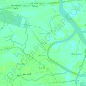 Carte topographique Pantal, altitude, relief