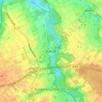 Carte topographique Brempt, altitude, relief