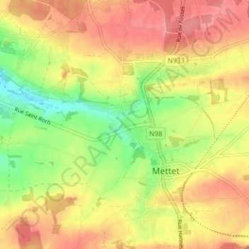 Carte topographique Scry, altitude, relief