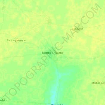Carte topographique Bamba Thialène, altitude, relief