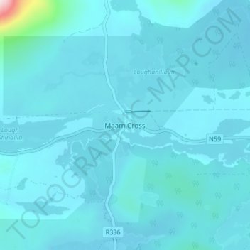 Carte topographique Maam Cross, altitude, relief