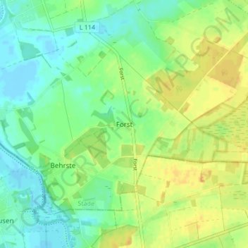 Carte topographique Forst, altitude, relief