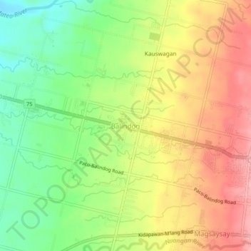 Carte topographique Balindog, altitude, relief