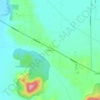 Carte topographique Pleasant Hill, altitude, relief