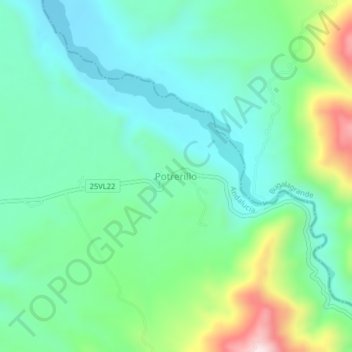 Carte topographique Potrerillo, altitude, relief