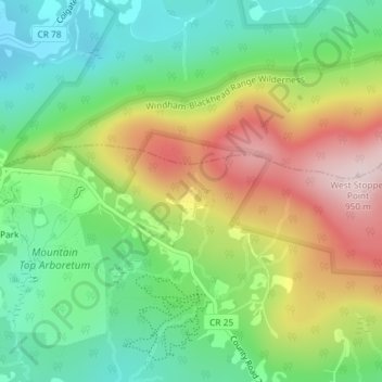 Carte topographique Catskill mountains view, altitude, relief
