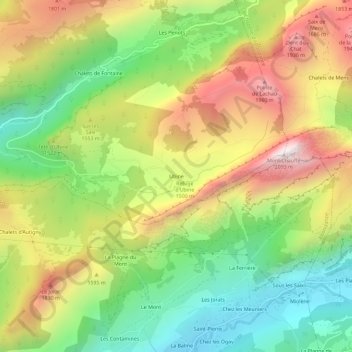 Carte topographique Ubine, altitude, relief