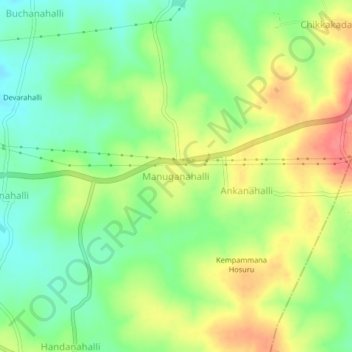 Carte topographique Manuganahalli, altitude, relief