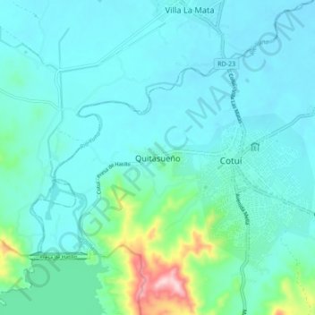 Carte topographique Quitasueño, altitude, relief