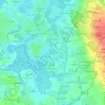 Carte topographique Le Tertre Juin, altitude, relief