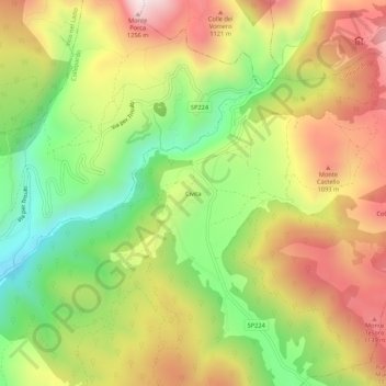 Carte topographique Civita, altitude, relief