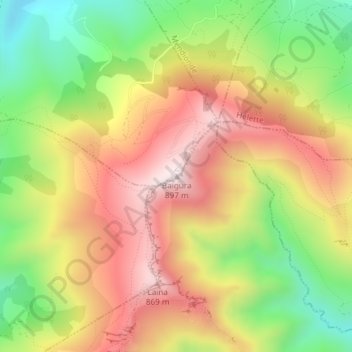 Carte topographique Baigura, altitude, relief