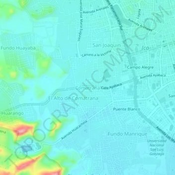 Carte topographique Comatrana, altitude, relief