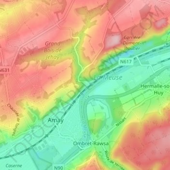 Carte topographique Flône, altitude, relief