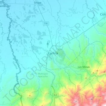 Carte topographique La Fría, altitude, relief