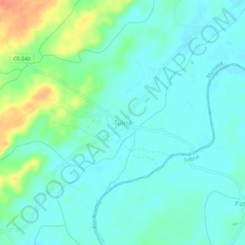 Carte topographique Tuína, altitude, relief