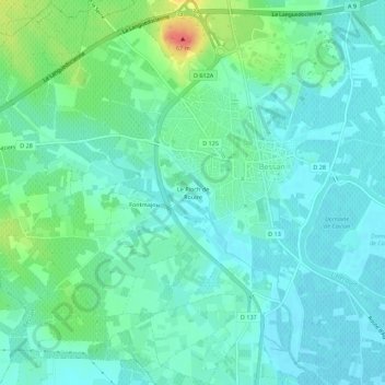 Carte topographique Le Pioch de Rouire, altitude, relief