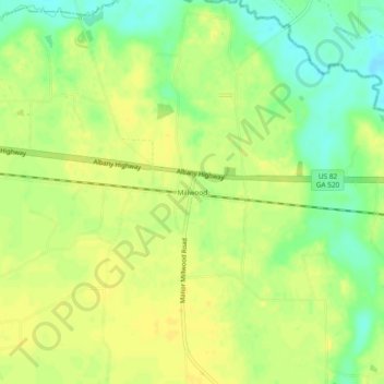 Carte topographique Millwood, altitude, relief