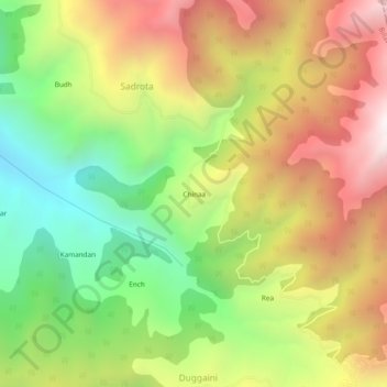 Carte topographique Chinaa, altitude, relief