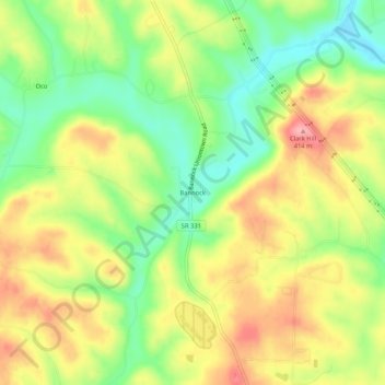 Carte topographique Bannock, altitude, relief