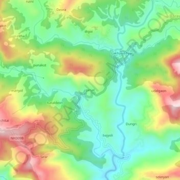 Carte topographique pirsal, altitude, relief