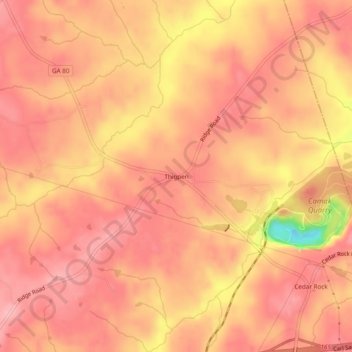 Carte topographique Thigpen, altitude, relief