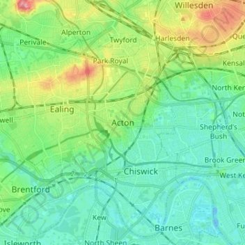Carte topographique Acton, altitude, relief