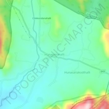 Carte topographique Hunasanahalli, altitude, relief