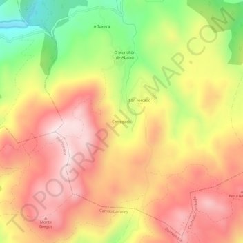 Carte topographique Cortegada, altitude, relief